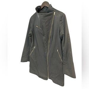 Eileen Fisher XS fleece lined GUC Utility Jacket Asymmetrical Zipper High Collar